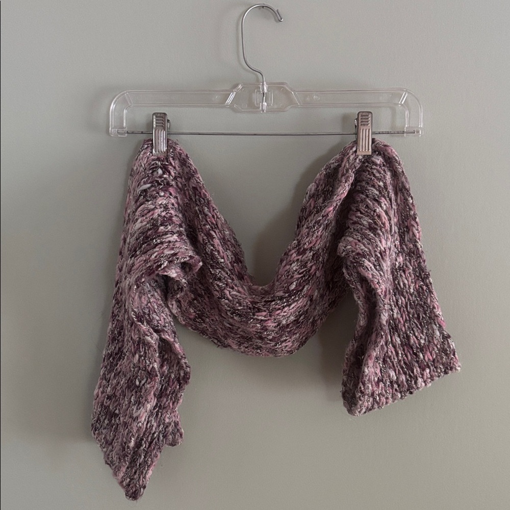 Boho Artsy Long Pink Purple Vintage Knit Scarf Fall Winter Women’s Accessories